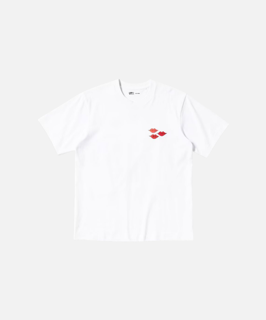 KAWS x Uniqlo Warhol UT Grafik-T-Shirt Weiß Pink