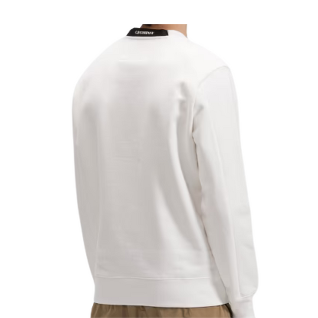 CP Company Sweatshirt - Crewneck Diagonal Raised Fleece Gauze White