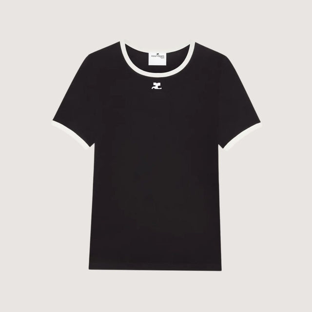 T-shirt Contrasté Signature - Courrèges  Noir Héritage & Blanc