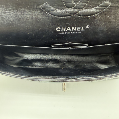 Chanel – Timeless Double Flap 25 cm Cuir Vernis Noir