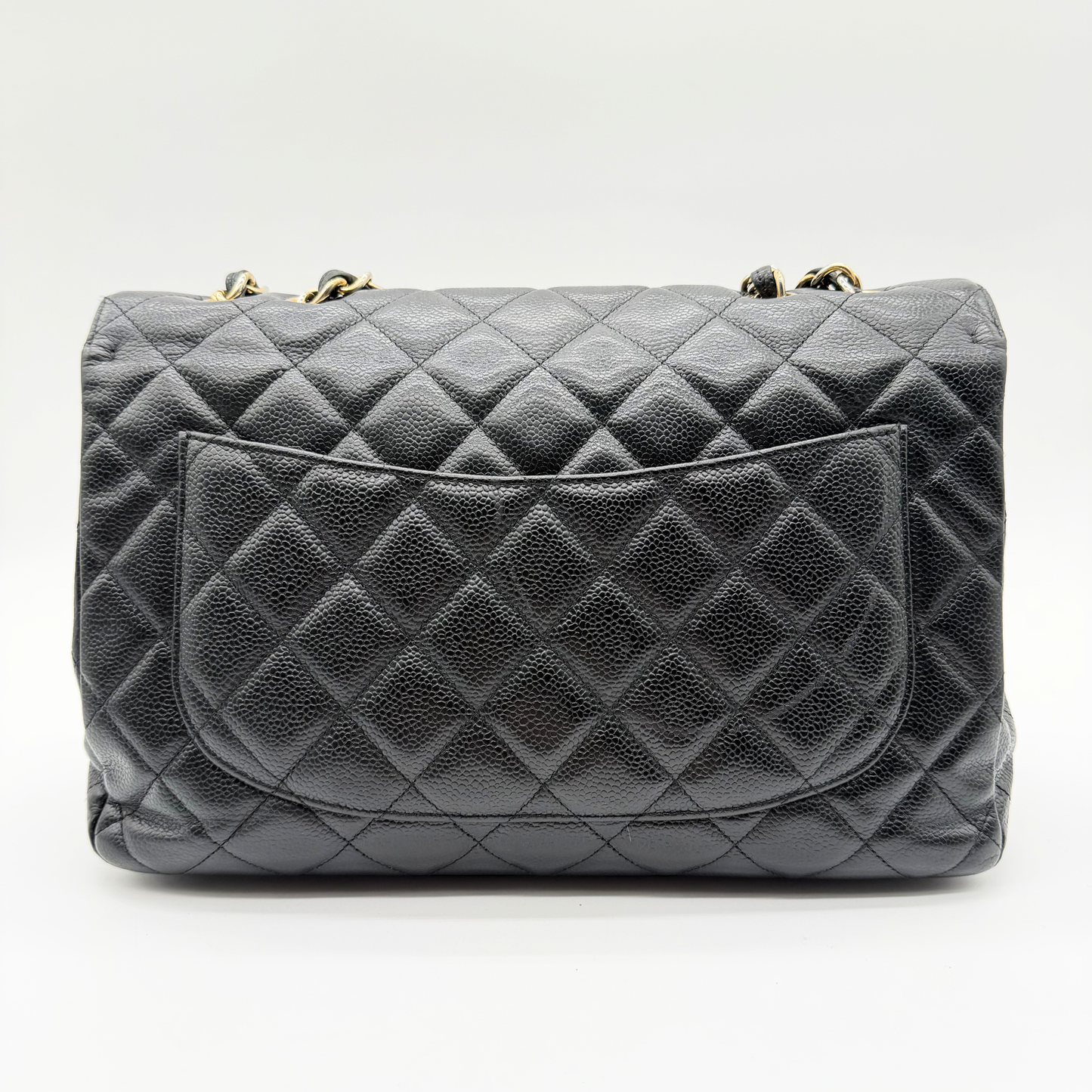 Chanel – Timeless Jumbo Simple Flap 30 cm Cuir Caviar Noir Doré