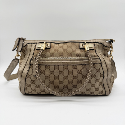 Gucci - Sac GG Canvas Beige Double Porté
