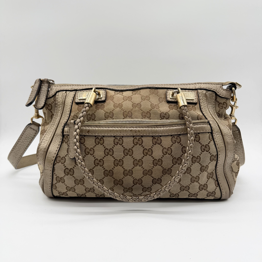 Gucci - Sac GG Canvas Beige Double Porté