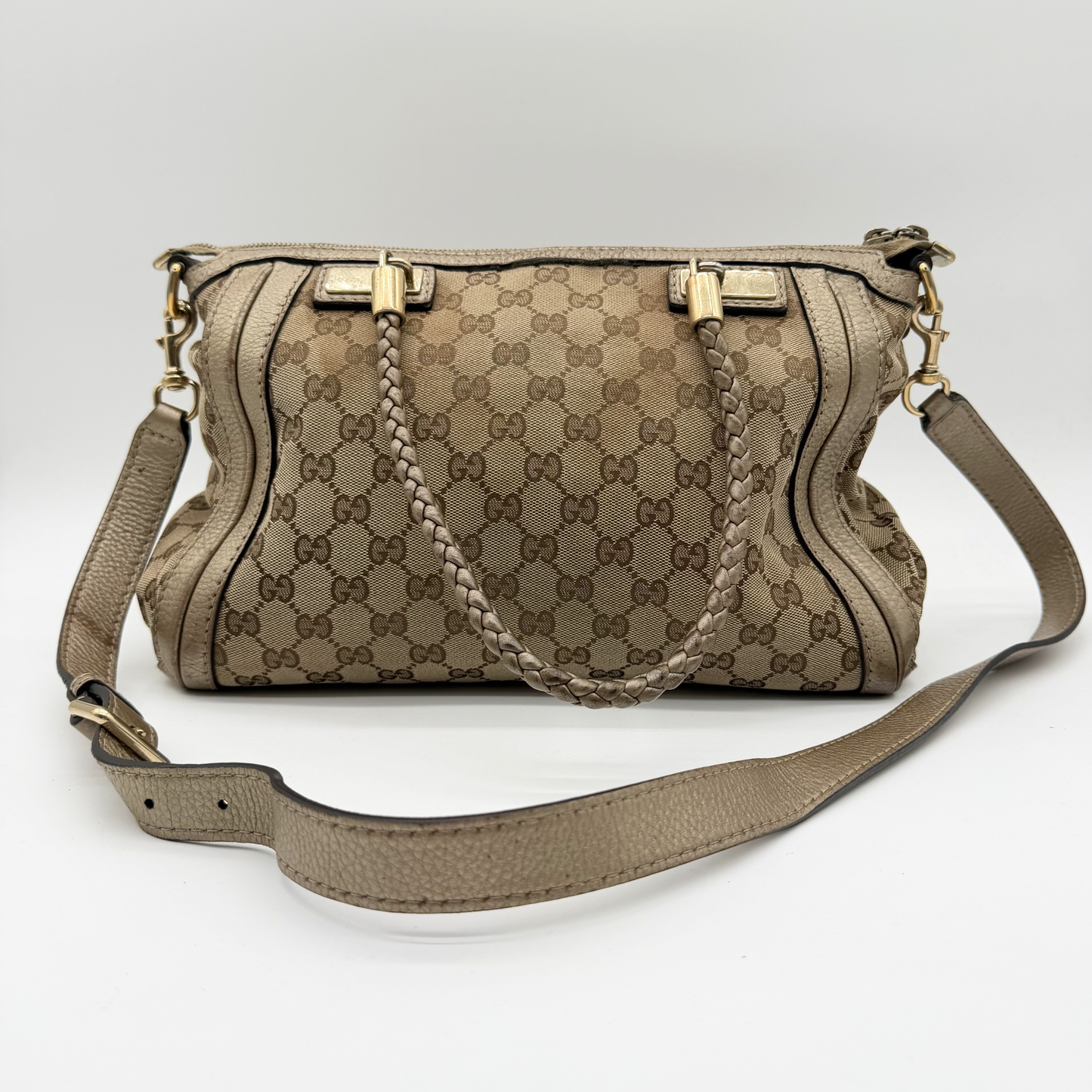 Gucci - Sac GG Canvas Beige Double Porté
