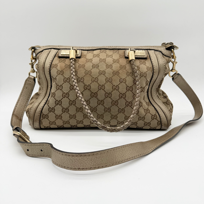 Gucci - Sac GG Canvas Beige Double Porté
