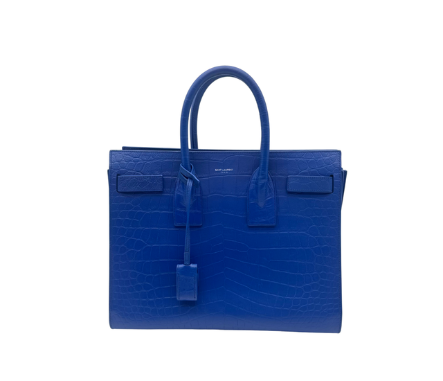 Saint Laurent – Sac de Jour cuir crocodile bleu