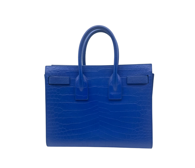 Saint Laurent – Sac de Jour cuir crocodile bleu