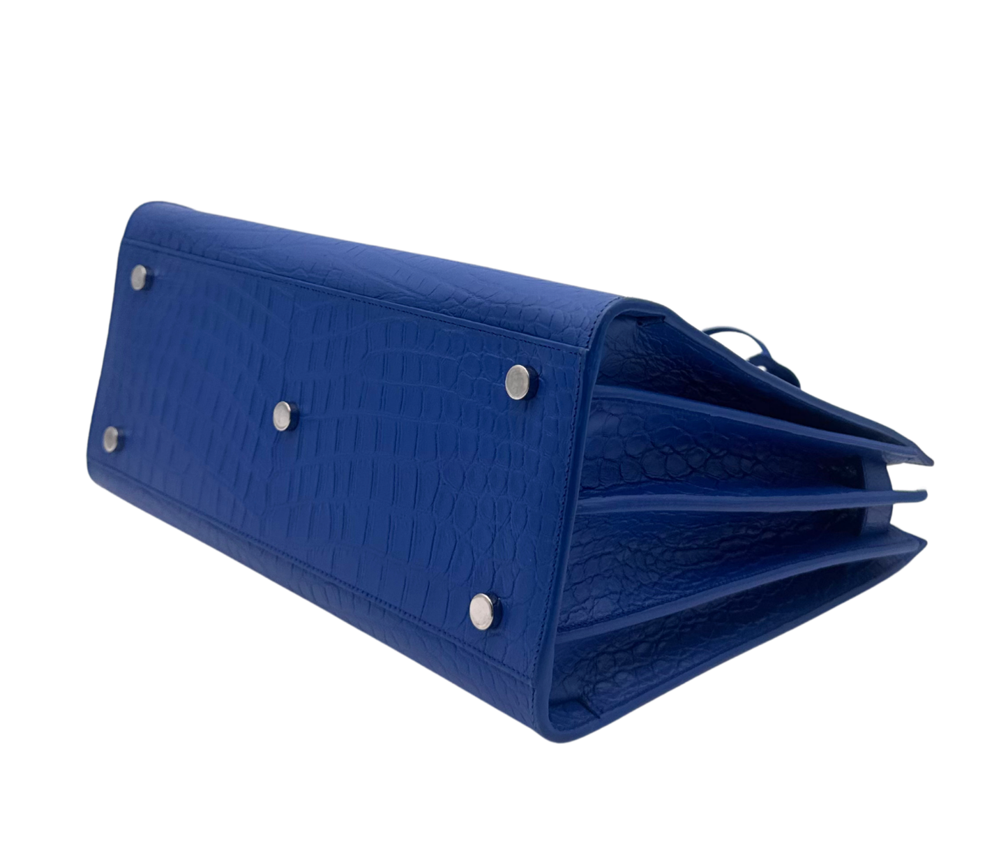 Saint Laurent – Sac de Jour cuir crocodile bleu