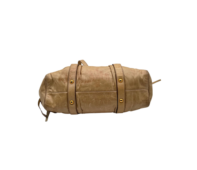 Miu Miu – Sac en cuir beige avec bandoulière