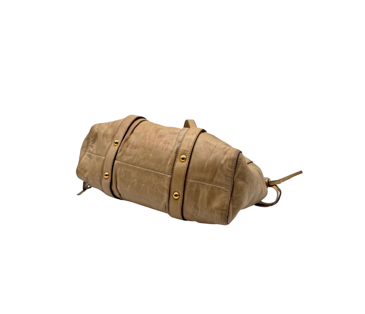 Miu Miu – Sac en cuir beige avec bandoulière
