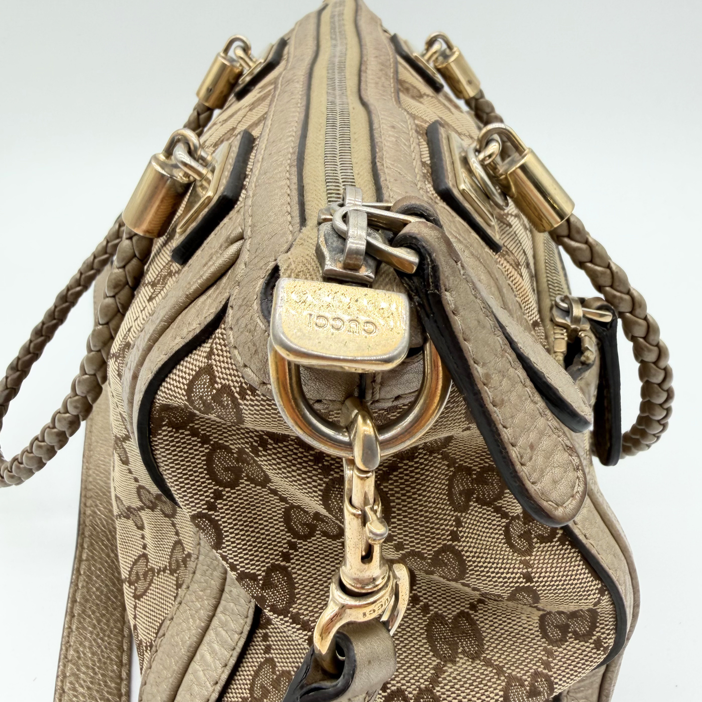 Gucci - Sac GG Canvas Beige Double Porté