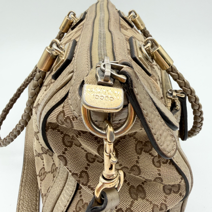 Gucci - Sac GG Canvas Beige Double Porté
