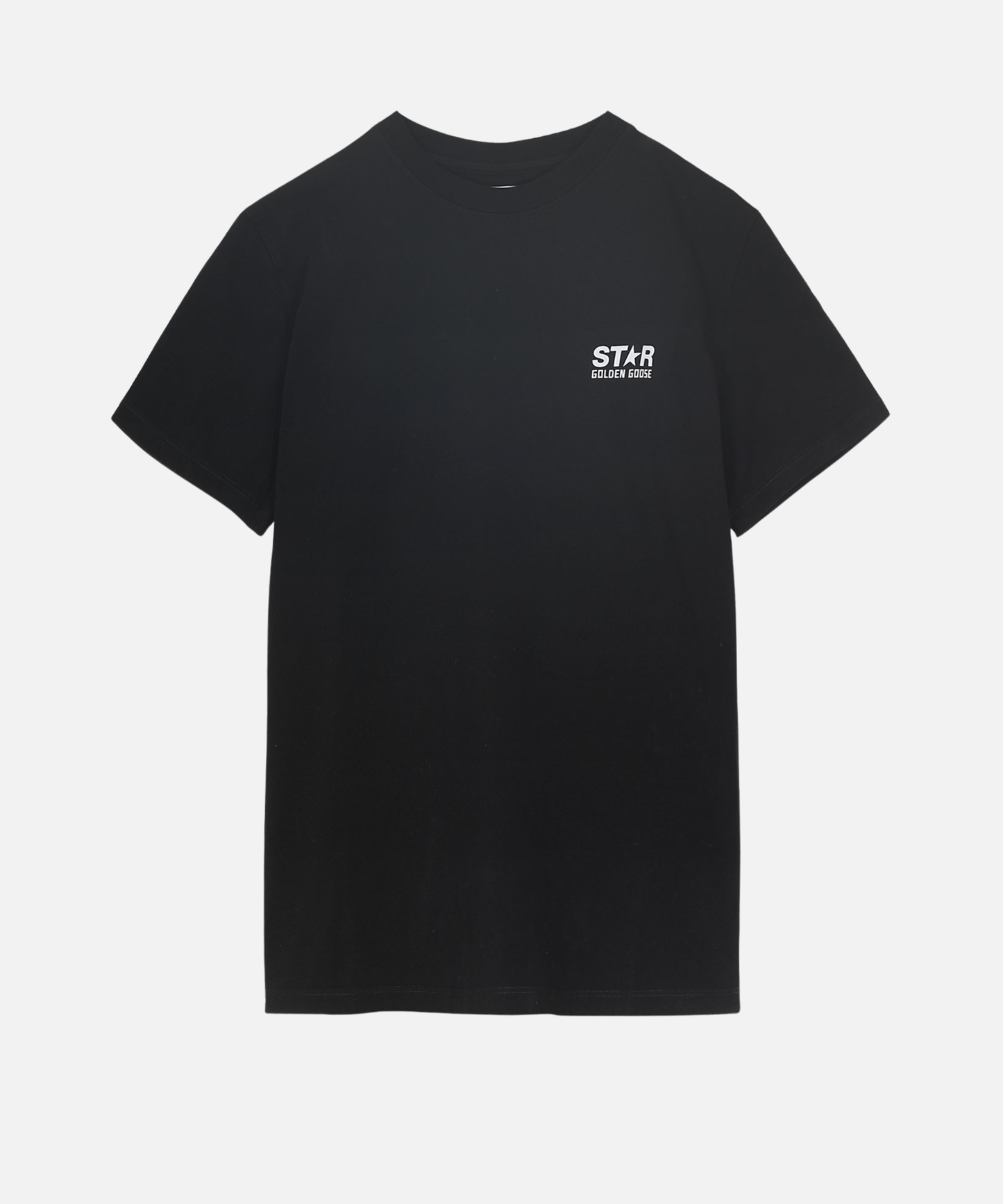 Golden Goose- T-shirt homme noir avec logo et étoile blancs contrastés