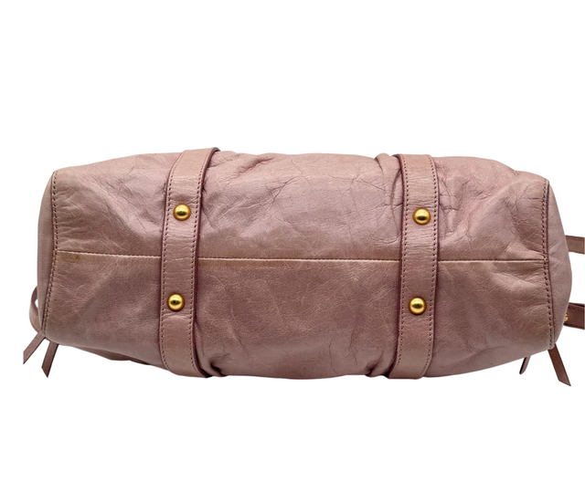 Miu Miu – Sac à Main en Cuir Rose avec Bandoulière