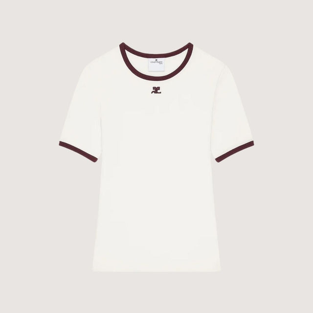 T-shirt Contrasté Signature – Courrèges Blanc Héritage & Bordeaux