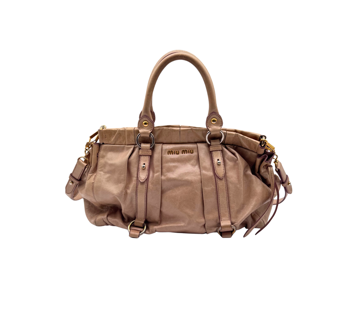 Miu Miu – Sac cuir rose avec bandoulière