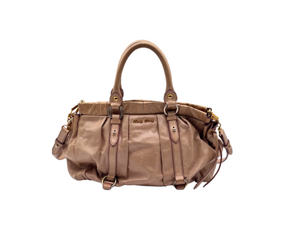 Miu Miu – Sac cuir rose avec bandoulière