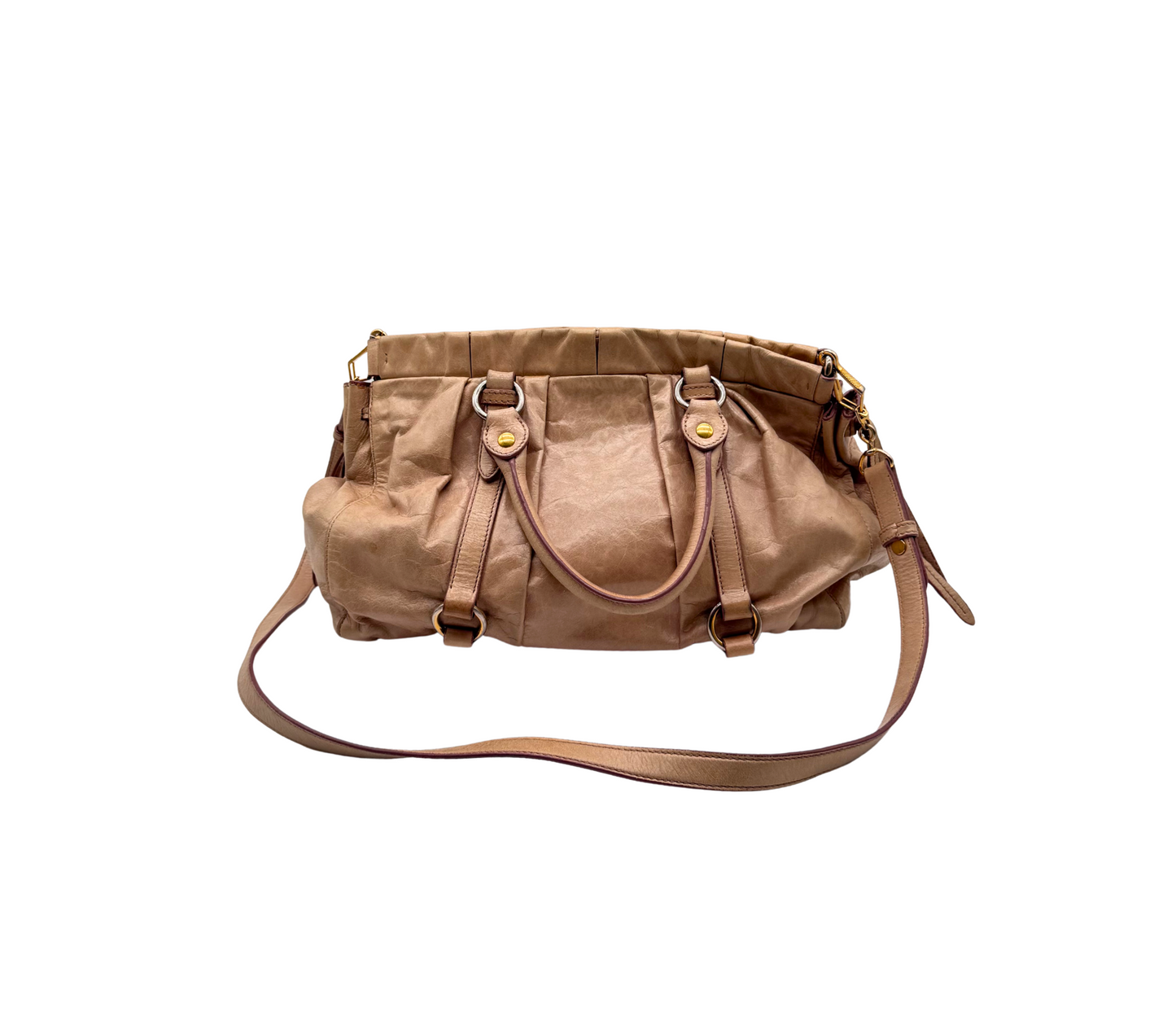 Miu Miu – Sac cuir rose avec bandoulière