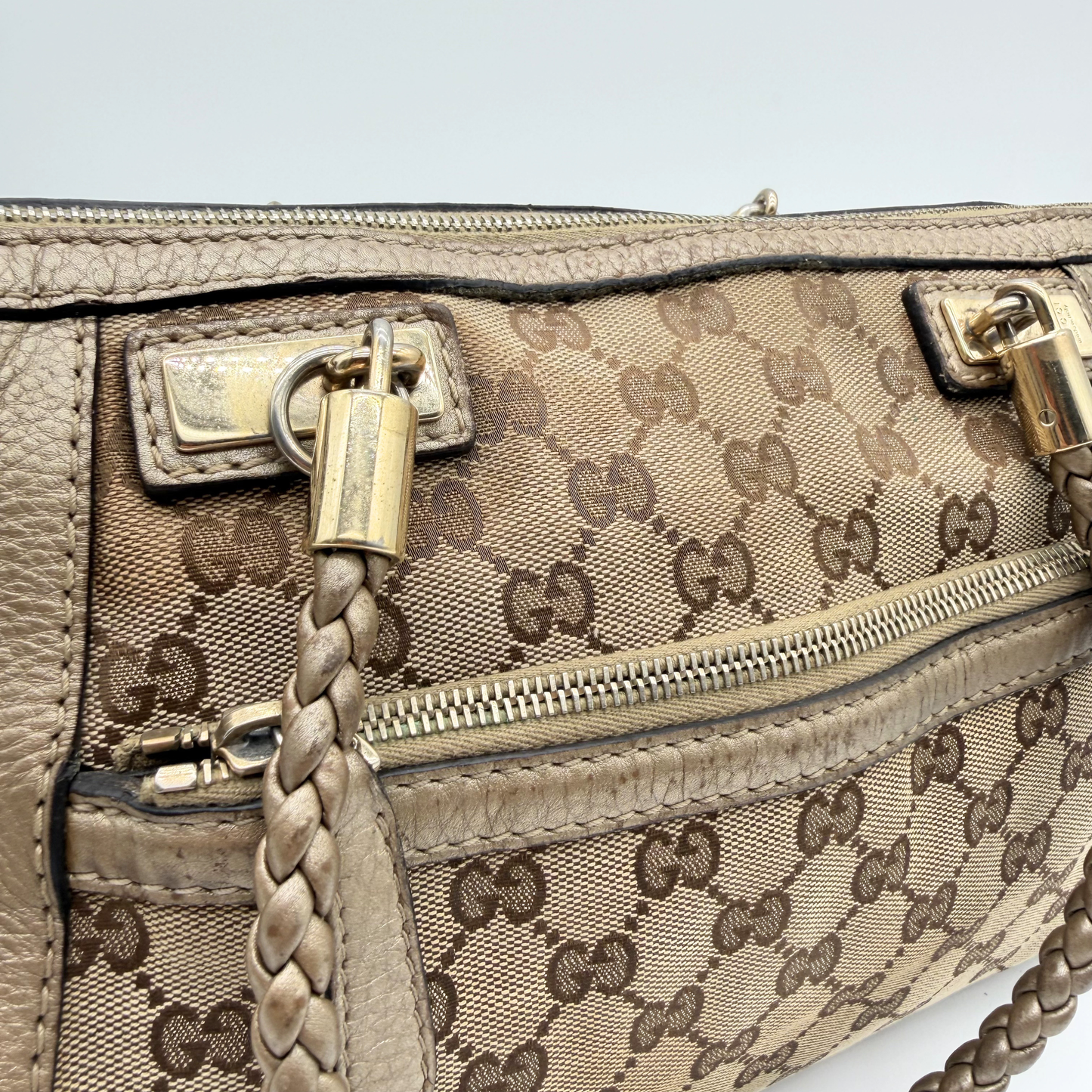 Gucci - Sac GG Canvas Beige Double Porté