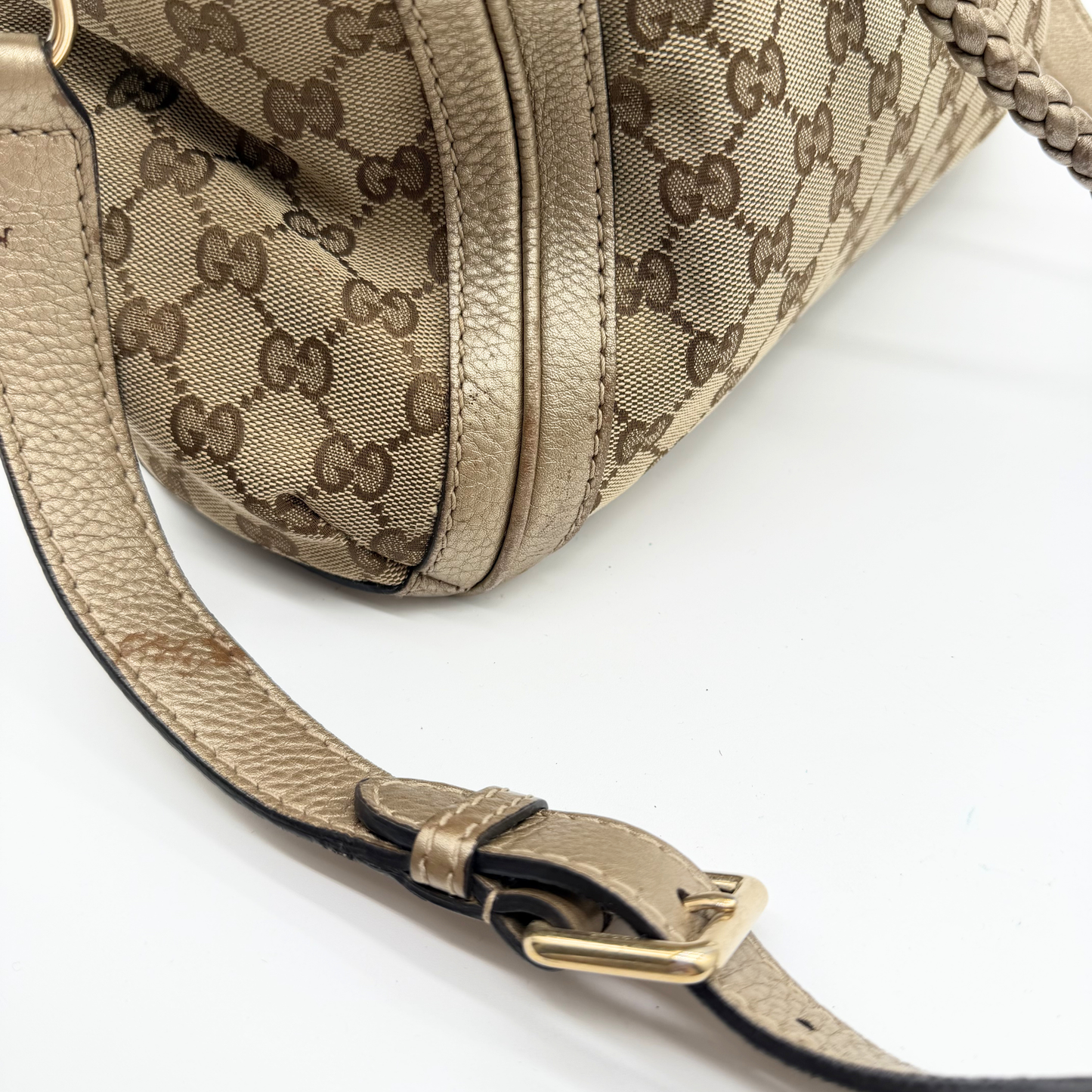 Gucci - Sac GG Canvas Beige Double Porté