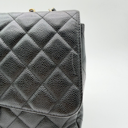 Chanel – Timeless Jumbo Simple Flap 30 cm Cuir Caviar Noir Doré