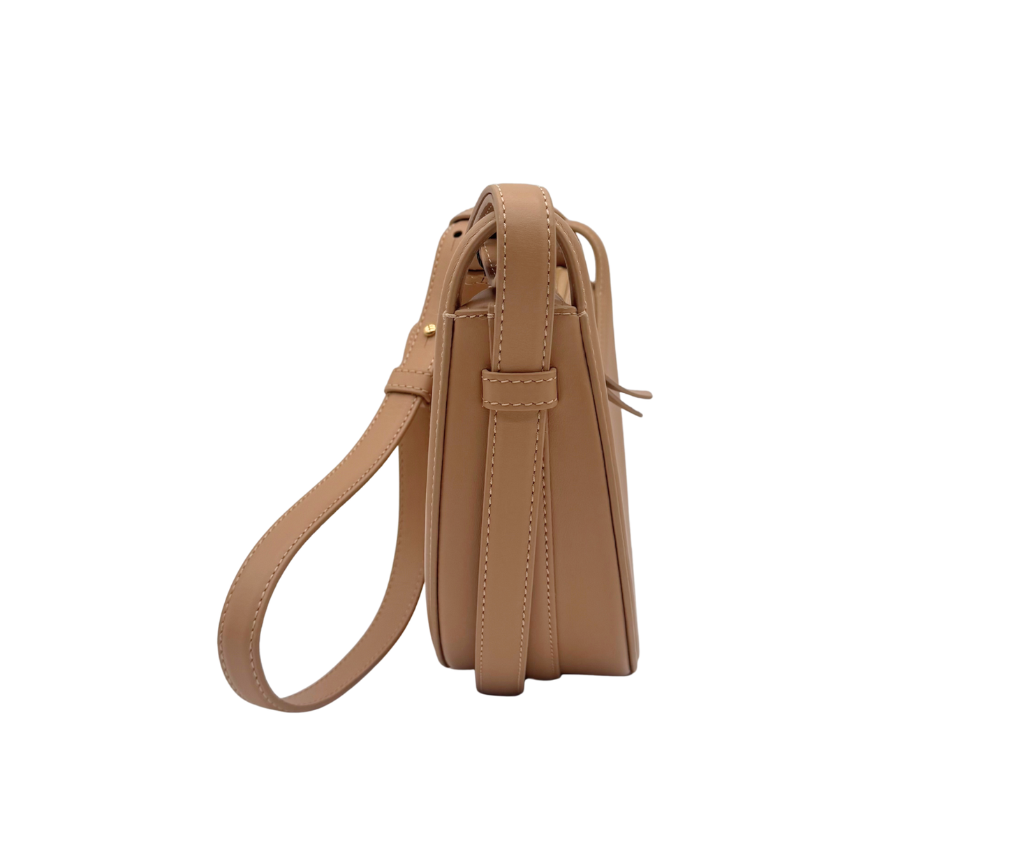 Polène – Sac demi-lune en cuir camel
