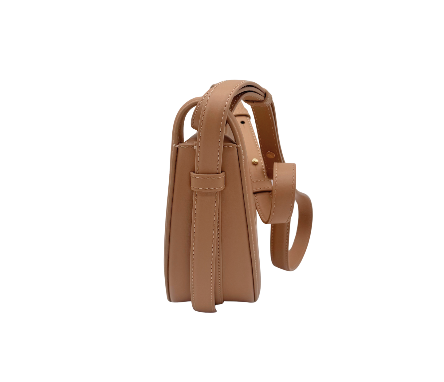 Polène – Sac demi-lune en cuir camel
