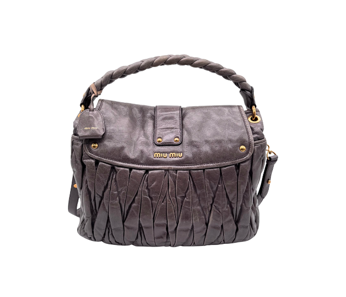 Miu Miu – Sac en Cuir Matelassé Marron