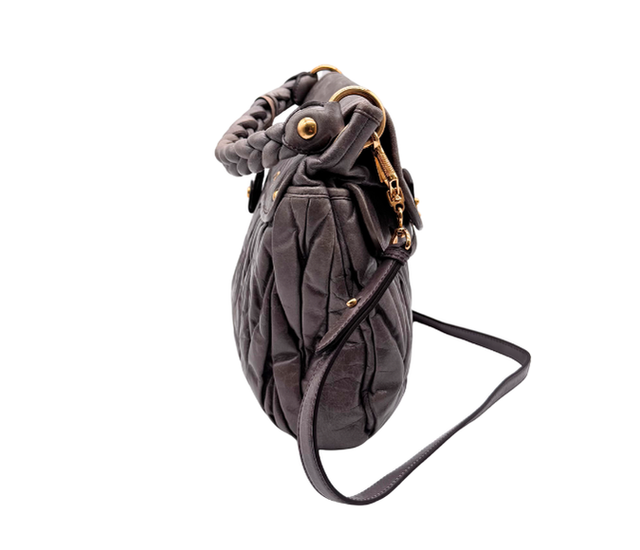 Miu Miu – Sac en Cuir Matelassé Marron