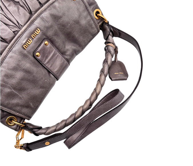 Miu Miu – Sac en Cuir Matelassé Marron