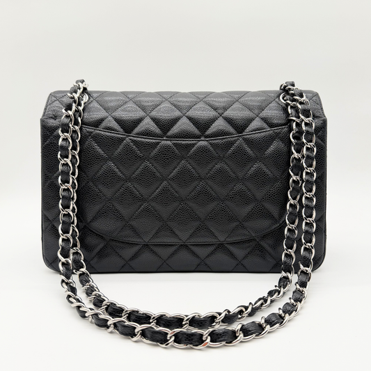 Chanel – Timeless Jumbo Double Flap 30 cm Leder Caviar Schwarz