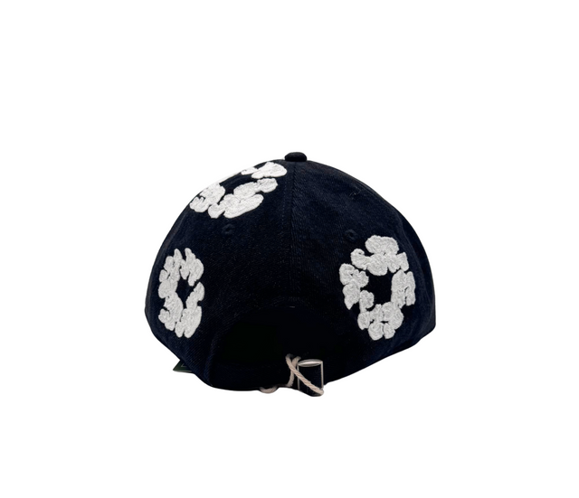 Casquette Denim Brodée – Fleurs Blanches