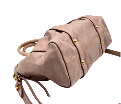 Miu Miu – Sac à Main en Cuir Rose avec Bandoulière