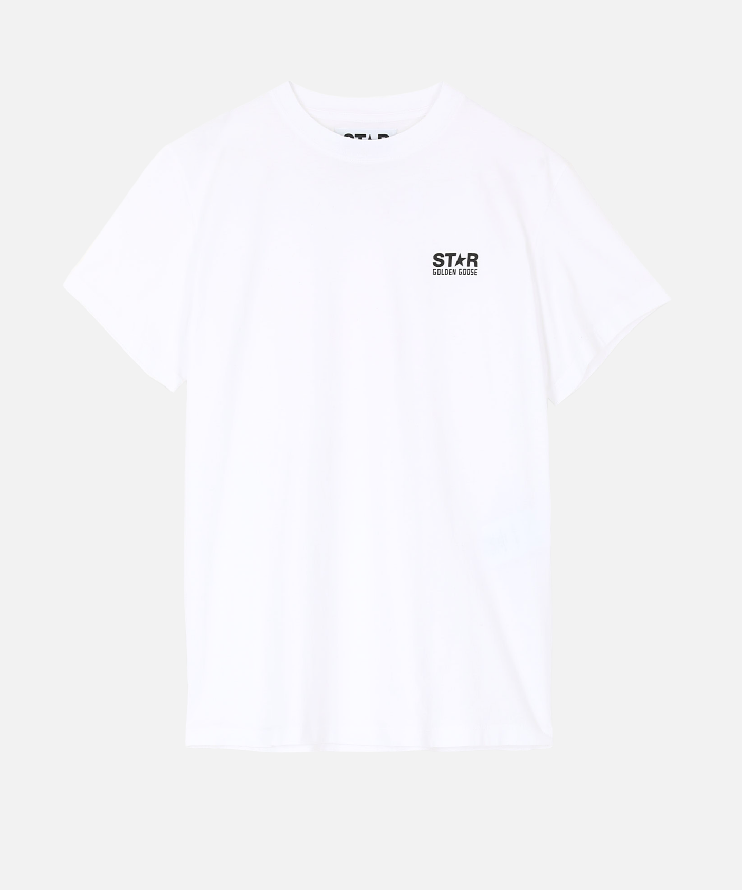 Golden Goose T-shirt blanc avec logo et étoile noirs contrastés