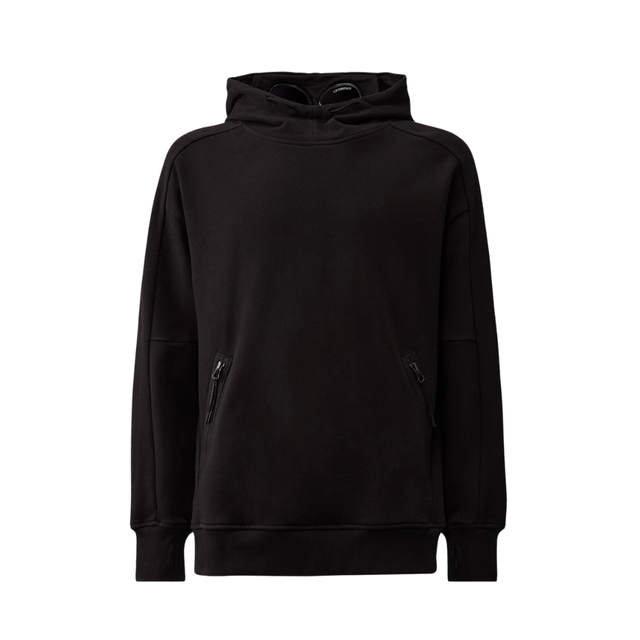 CP Company Sweat Hooded Diagonal Raised Fleece Black