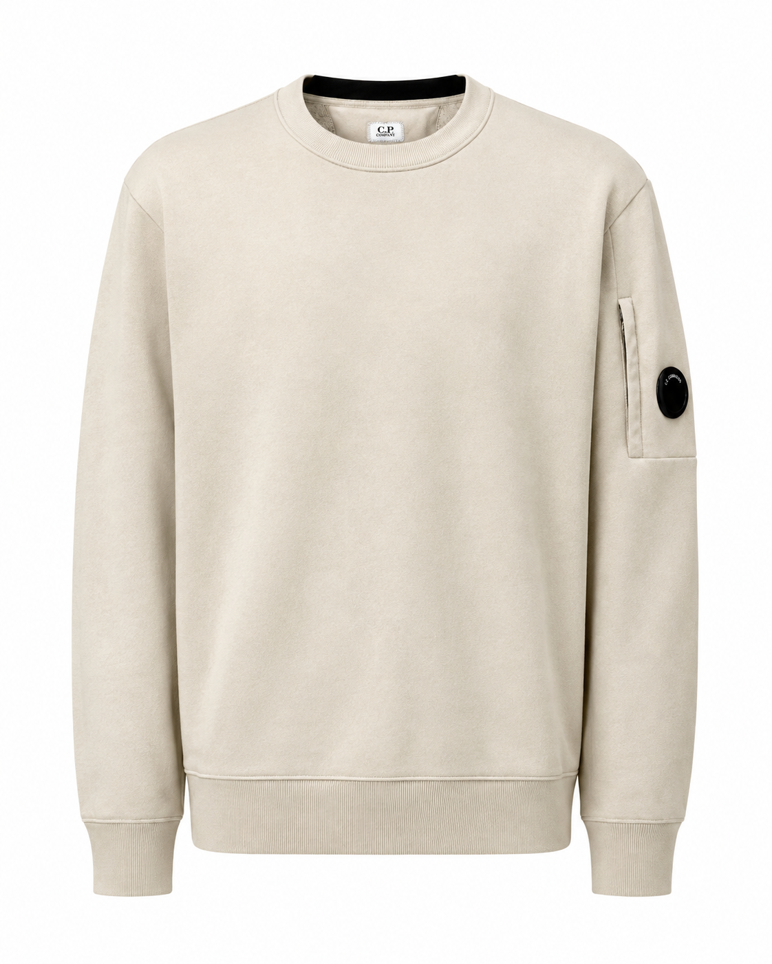 Sweat CP Company Diagonal Raised Fleece Lens Crewneck Beige