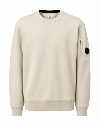 Sweat CP Company Diagonal Raised Fleece Lens Crewneck Beige
