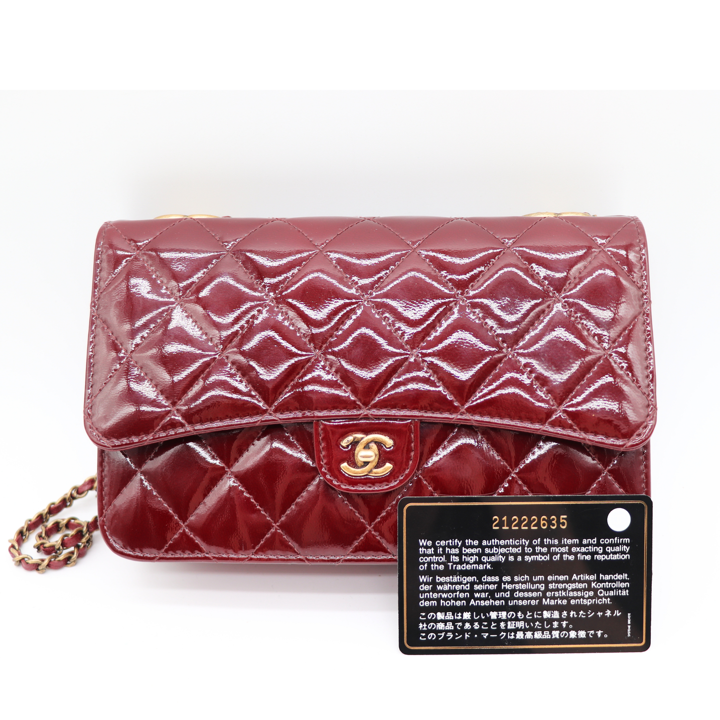 Chanel – Wallet on Chain Cuir Vernis Rouge Bordeaux