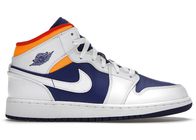 Air Jordan 1 Mid White Laser Orange Deep Royal Blue
