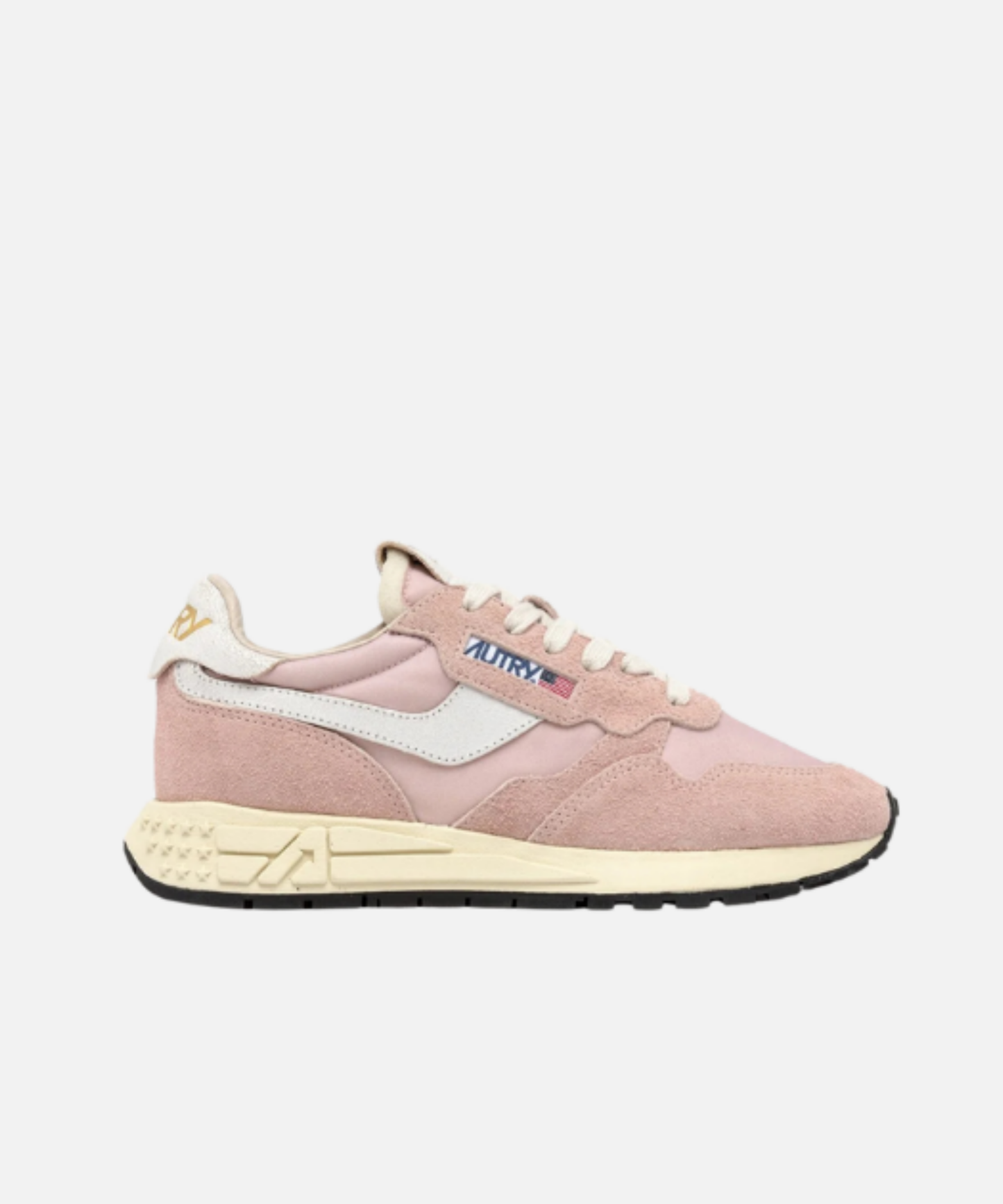 Autry Reelwind Low sneakers in white suede and powder pink nylon