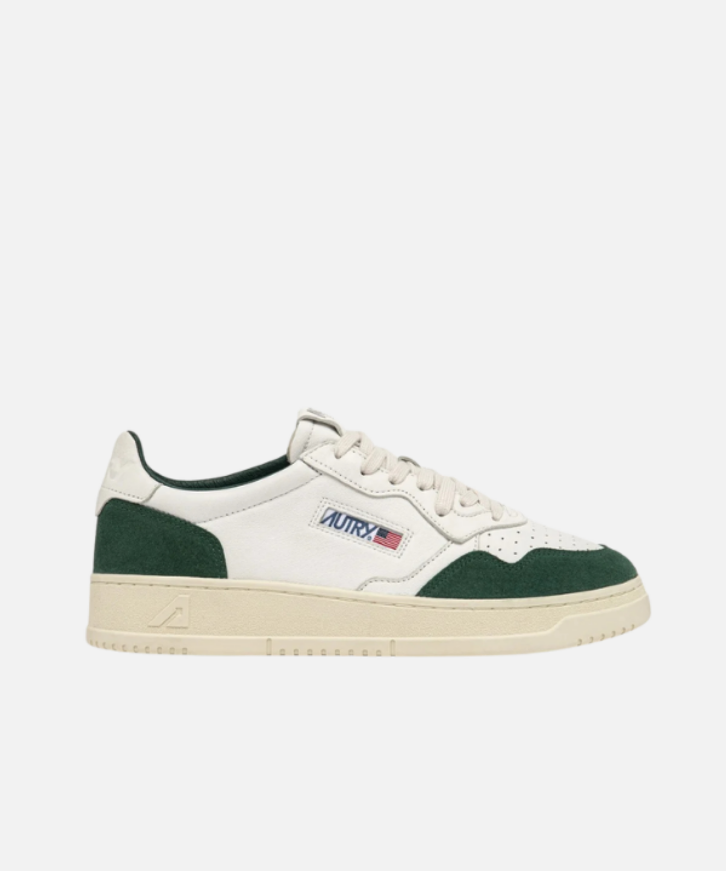 Autry Medalist Low sneakers in white nappa leather and bottle green suede