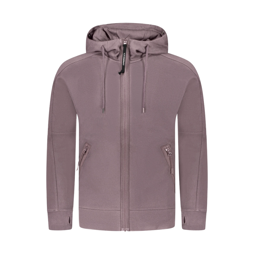 Sweatshirt zippé C.P. Company Diagonal Goggle à capuche Purple Dove