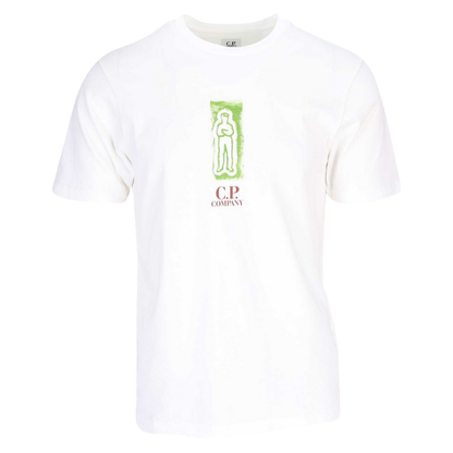 T-shirt blanc cassé avec logo marin "C.P." sur le devant et dans le dos.