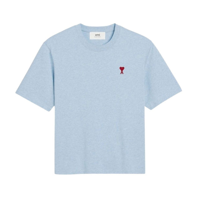 Tee shirt AMI Paris bleu logo rouge