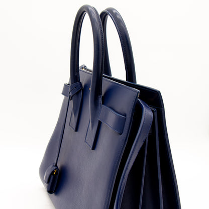 Saint Laurent Sac de Jour cuir bleu marine