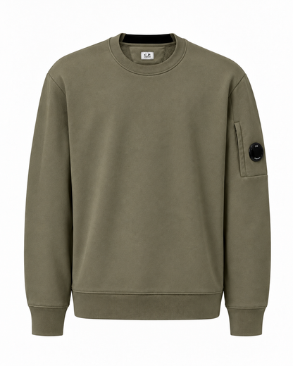 CP Company Sweatshirt - Crewneck Diagonal Raised Fleece Ivy Green