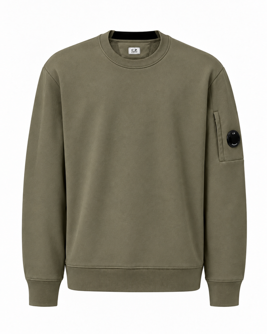 CP Company Sweatshirt - Crewneck Diagonal Raised Fleece Ivy Green