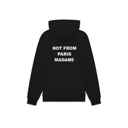 Sweat à capuche Drôle de Monsieur Slogan noir porté