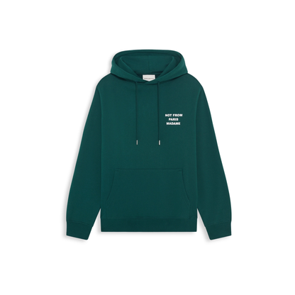 Sweat à capuche Drôle de Monsieur Slogan vert vue de face