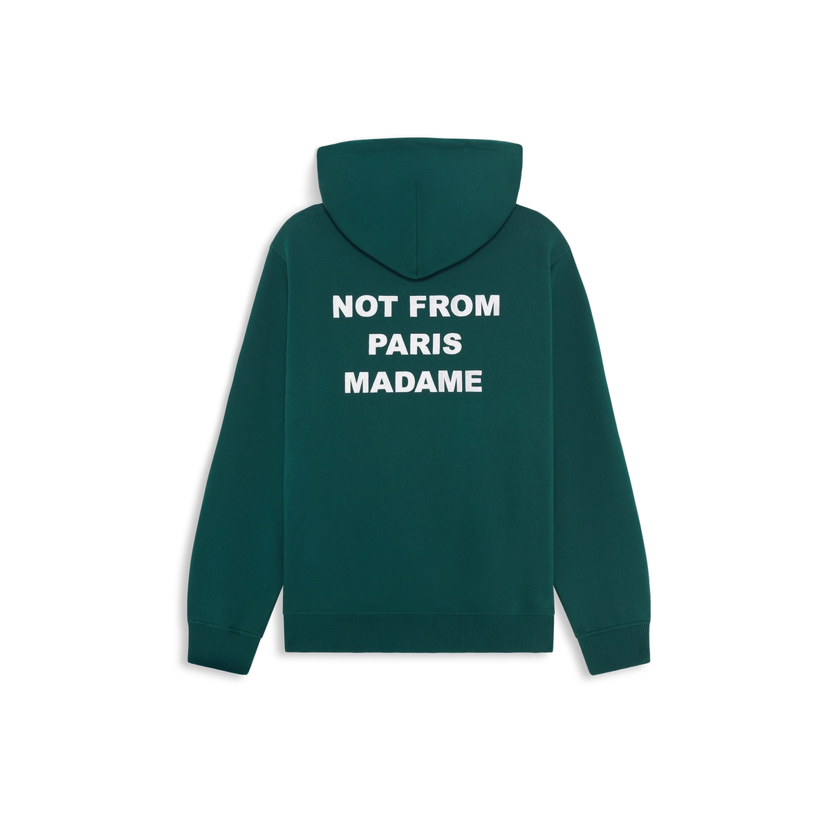 Sweat à capuche Drôle de Monsieur Slogan vert porté